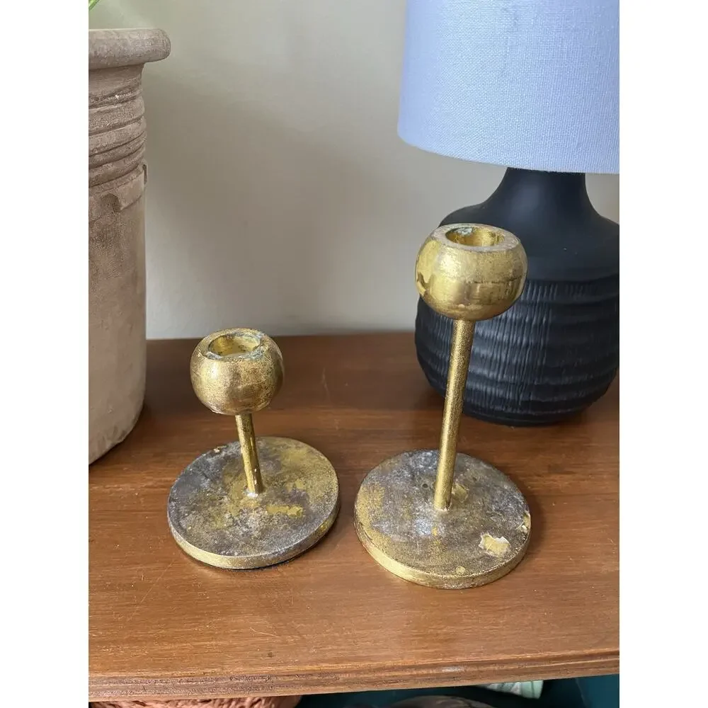 West Elm Brass Candle Stick Holders